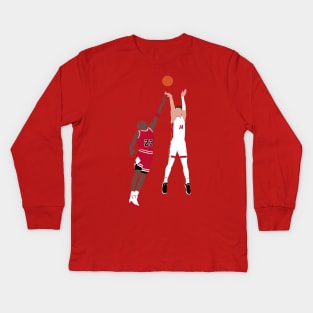 Tyler Herro Jumpshot over Michael Jordan Kids Long Sleeve T-Shirt